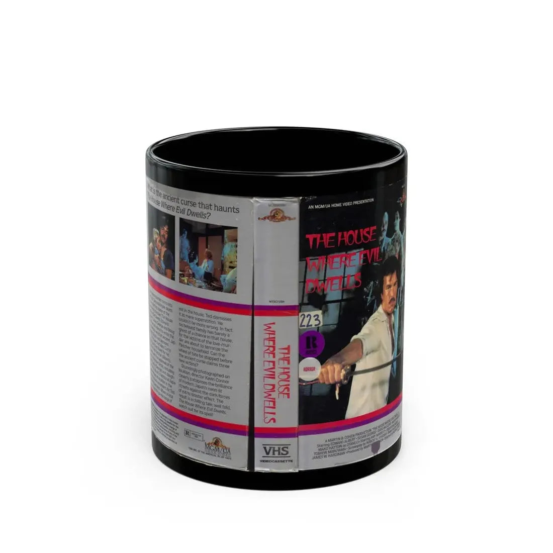 THE HOUSE WHERE EVIL DWELLS (VHS COVER) - Black Coffee Mug 11oz - Go Mug Yourself