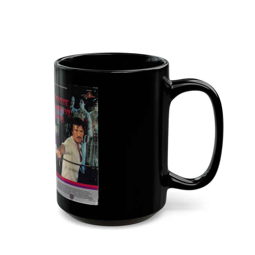 THE HOUSE WHERE EVIL DWELLS (VHS COVER) - Black Coffee Mug-Go Mug Yourself