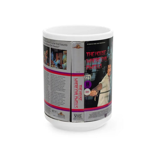 THE HOUSE WHERE EVIL DWELLS (VHS COVER) - White Coffee Mug 15oz - Go Mug Yourself
