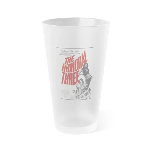 THE IMMORAL THREE 1975 Movie Poster - Frosted Pint Glass 16oz-16oz-Frosted-Go Mug Yourself