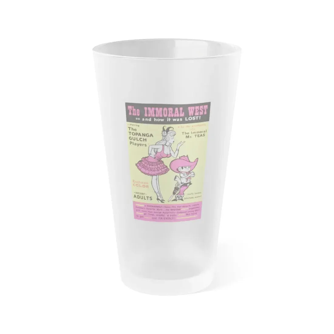 THE IMMORAL WEST 1962 Movie Poster - Frosted Pint Glass 16oz 16oz Frosted - Go Mug Yourself