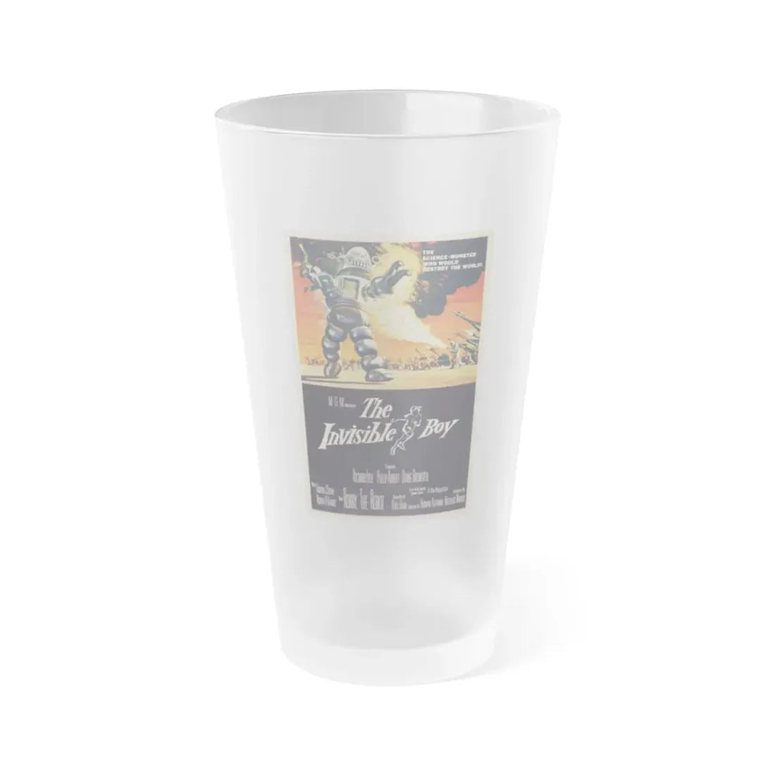 THE INVISIBLE BOY 1957 Movie Poster - Frosted Pint Glass 16oz 16oz Frosted - Go Mug Yourself