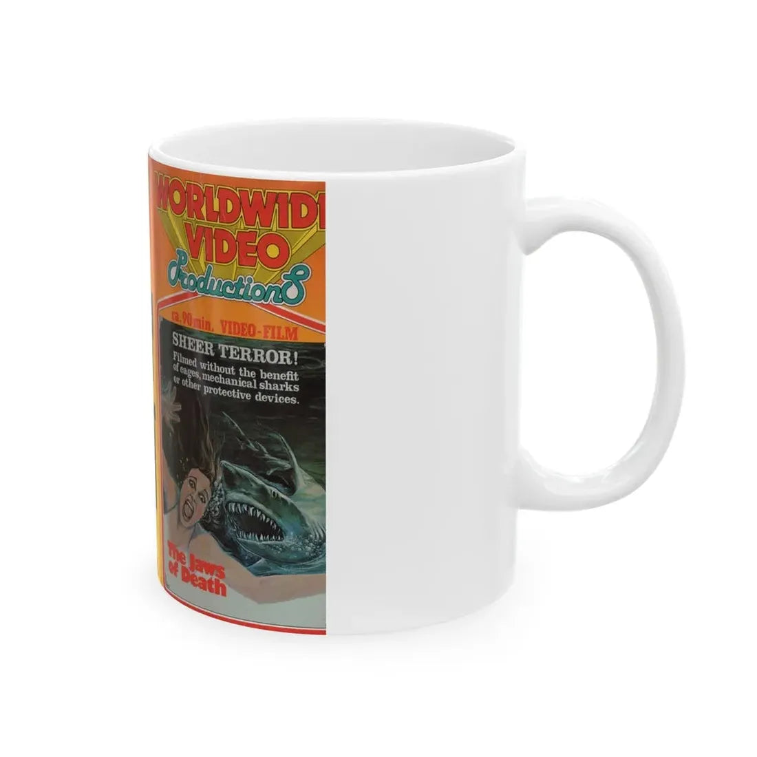 THE JAWS OF DEATH (VHS COVER) - White Coffee Mug - Go Mug Yourself