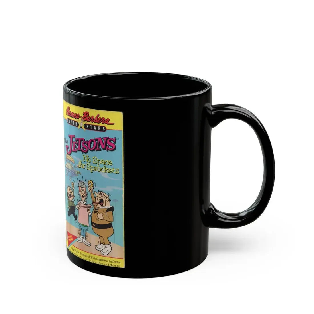 THE JETSONS NO SPACE FOR SPROCKETS (VHS COVER) - Black Coffee Mug - Go Mug Yourself