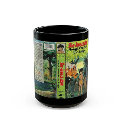 THE JUNGLE BOOK MOWGLI COMES TO THE JUNGLE CHILDRENS (VHS COVER) - Black Coffee Mug 15oz - Go Mug Yourself