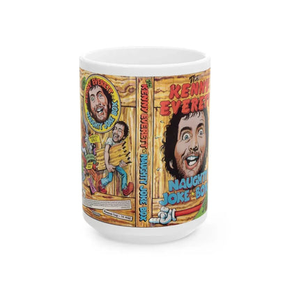 THE KENNY EVERETT NAUGHTY JOKE BOX (VHS COVER) - White Coffee Mug 15oz - Go Mug Yourself