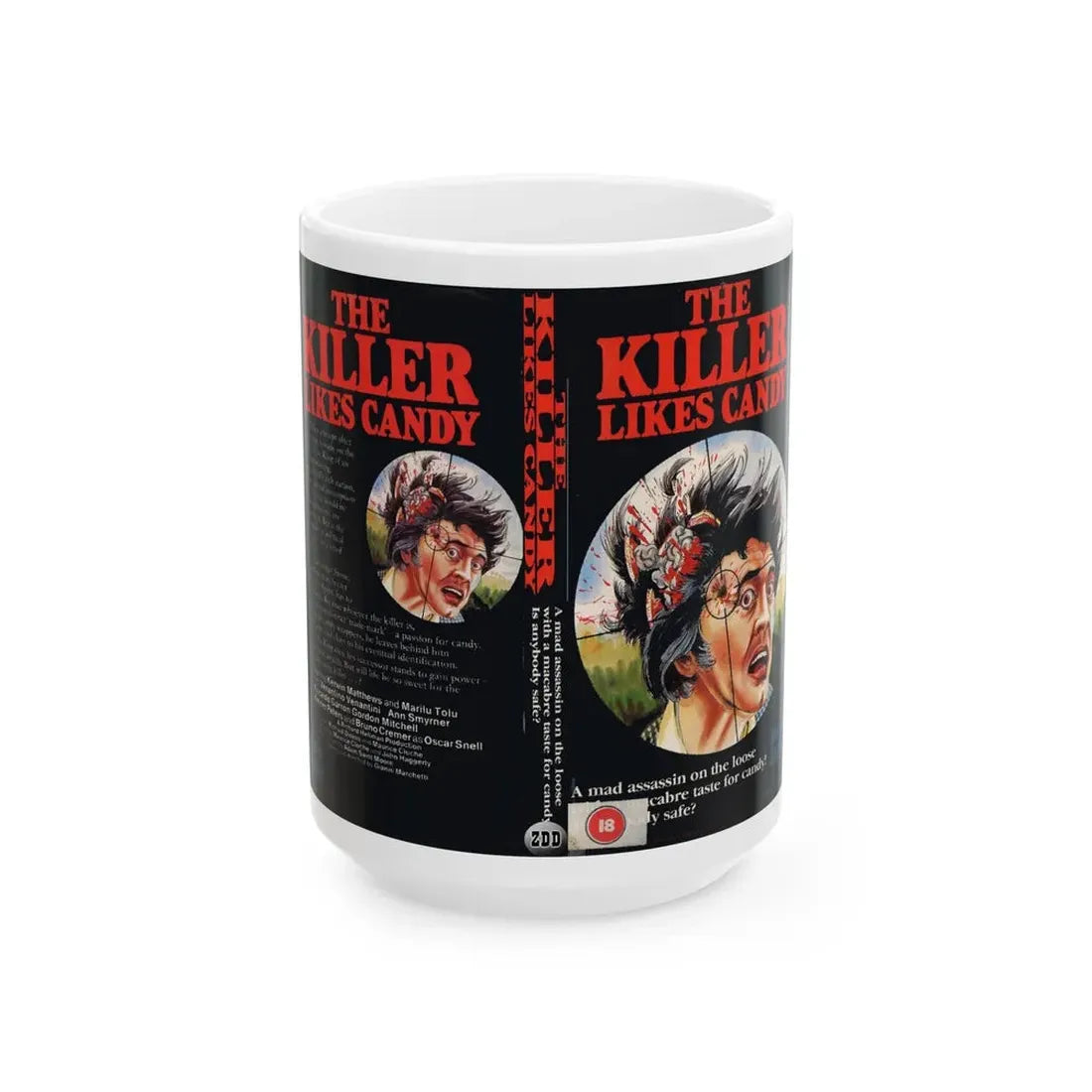 THE KILLER LIKES CANDY (VHS COVER) - White Coffee Mug 15oz - Go Mug Yourself