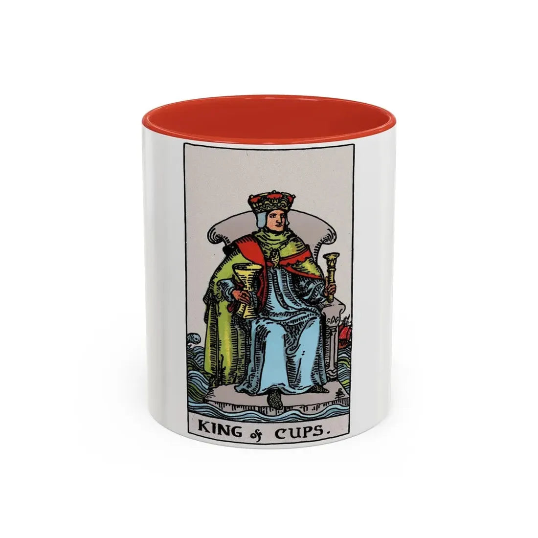 The King of Cups (Tarot Card) Accent Coffee Mug 11oz Red - Go Mug Yourself