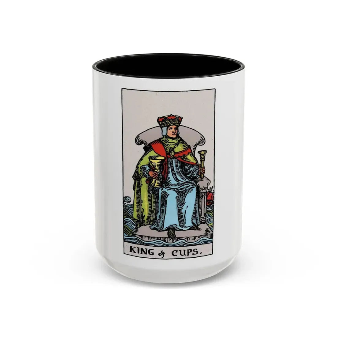 The King of Cups (Tarot Card) Accent Coffee Mug 15oz Black - Go Mug Yourself