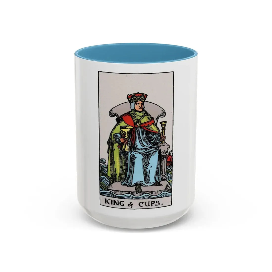 The King of Cups (Tarot Card) Accent Coffee Mug 15oz Light Blue - Go Mug Yourself