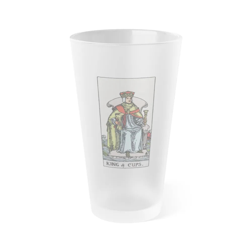 The King of Cups (Tarot Card) Frosted Pint Glass 16oz-Go Mug Yourself