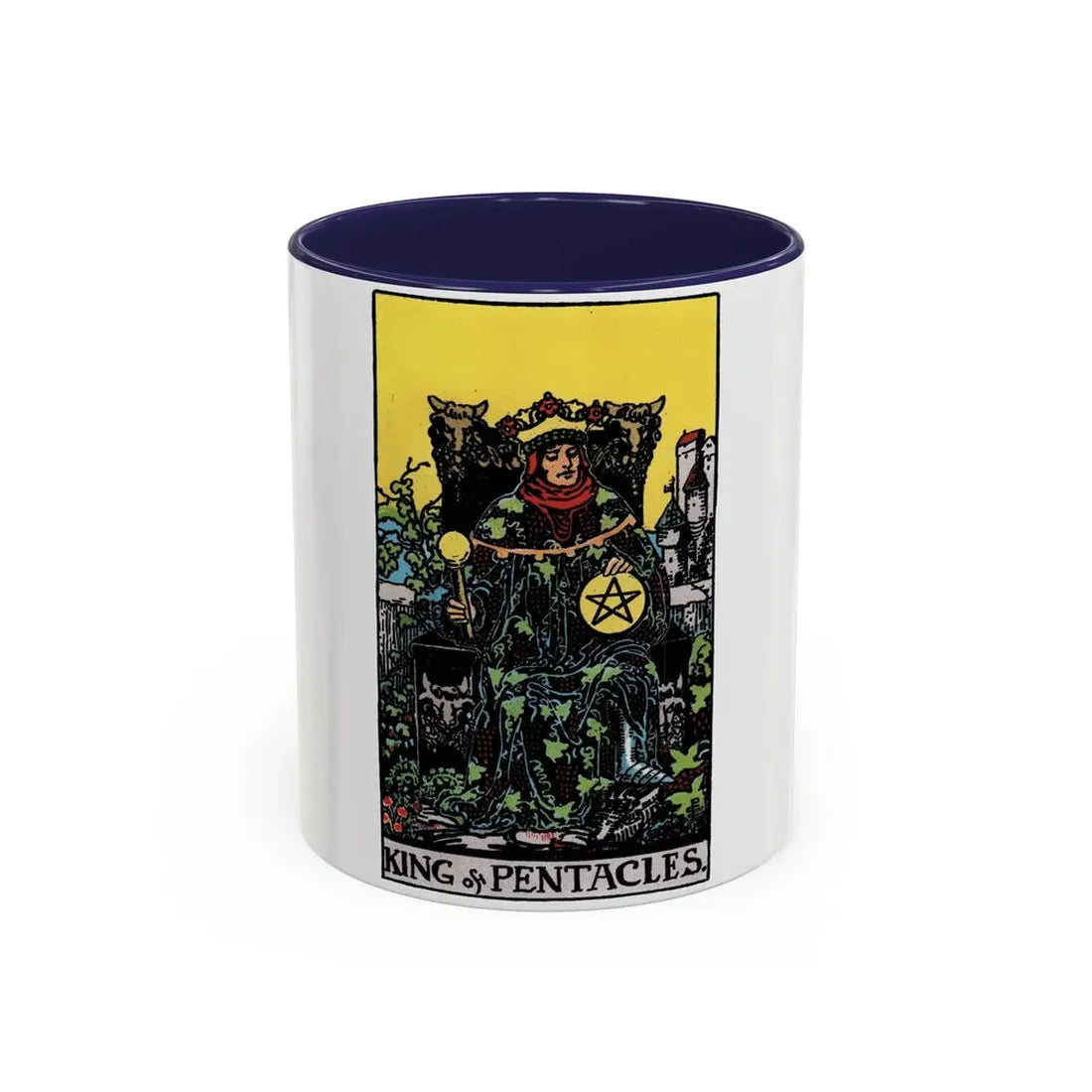 The King of Pentacles (Tarot Card) Accent Coffee Mug 11oz Navy - Go Mug Yourself