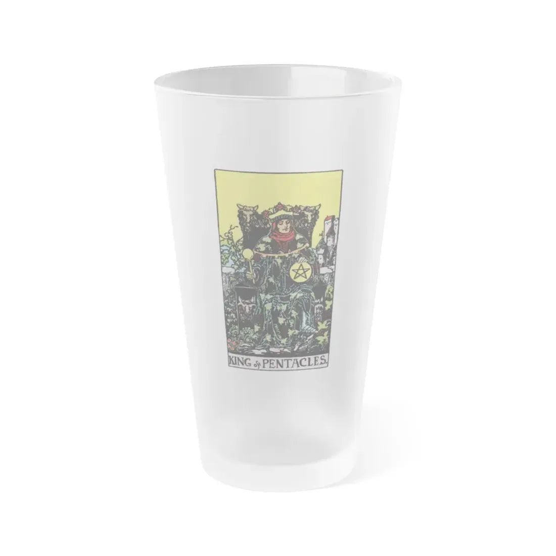 The King of Pentacles (Tarot Card) Frosted Pint Glass 16oz Default Title - Go Mug Yourself