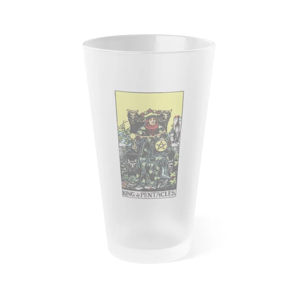 The King of Pentacles (Tarot Card) Frosted Pint Glass 16oz-Go Mug Yourself