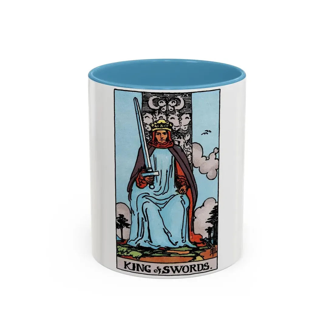 The King of Swords (Tarot Card) Accent Coffee Mug 11oz Light Blue - Go Mug Yourself