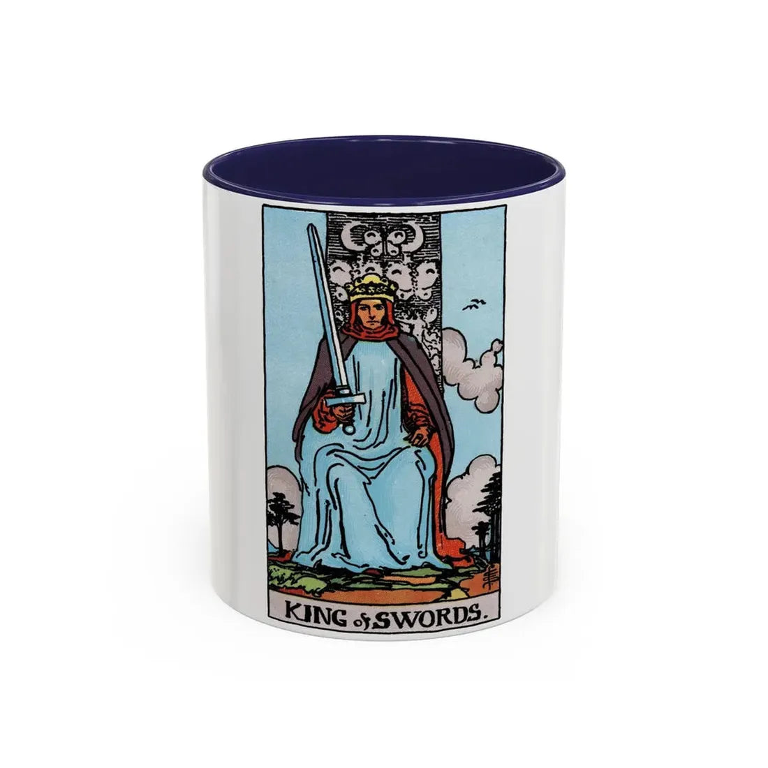 The King of Swords (Tarot Card) Accent Coffee Mug 11oz Navy - Go Mug Yourself