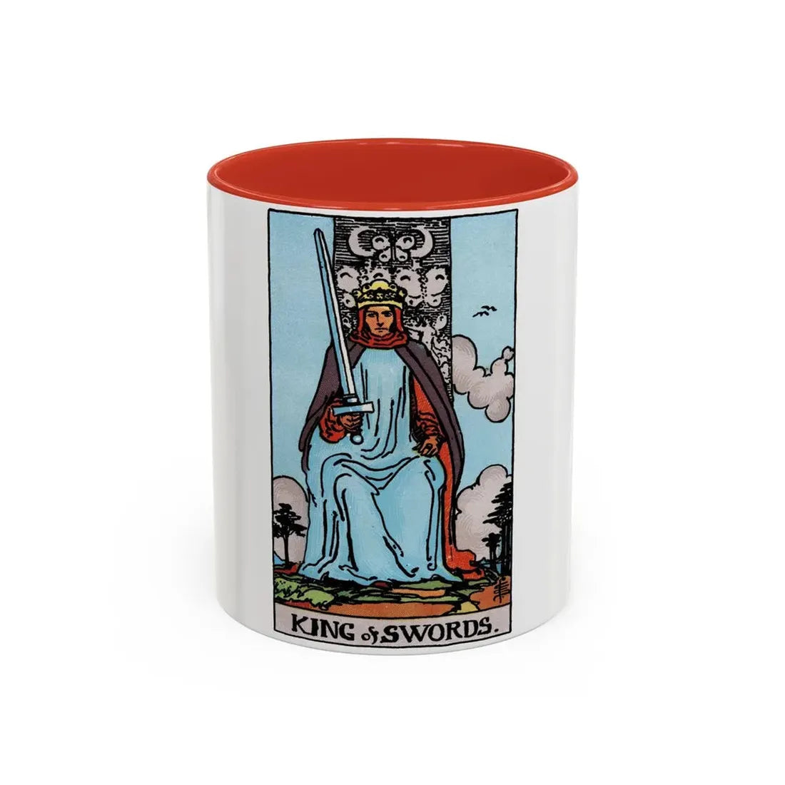 The King of Swords (Tarot Card) Accent Coffee Mug 11oz Red - Go Mug Yourself