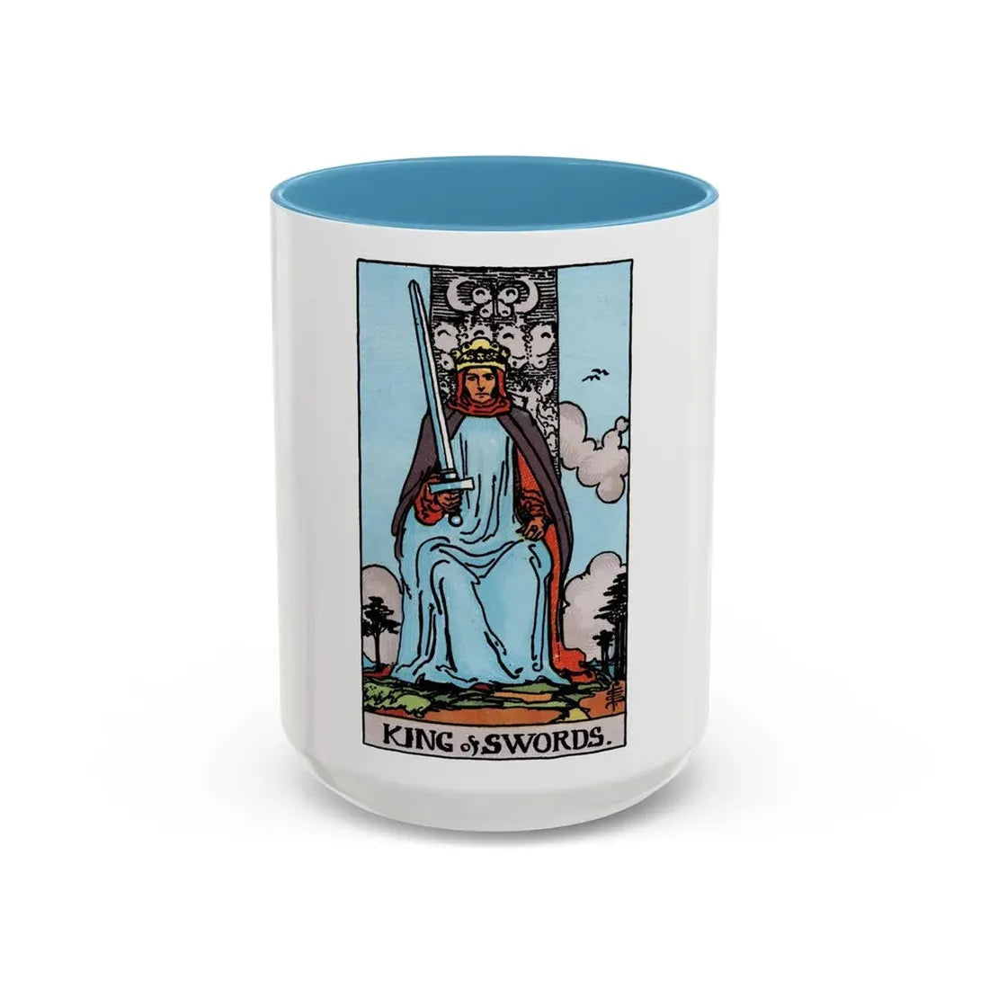 The King of Swords (Tarot Card) Accent Coffee Mug 15oz Light Blue - Go Mug Yourself