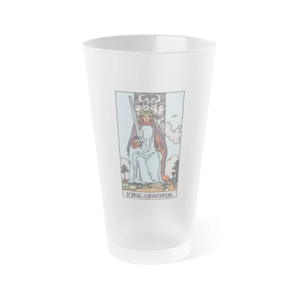 The King of Swords (Tarot Card) Frosted Pint Glass 16oz-Go Mug Yourself