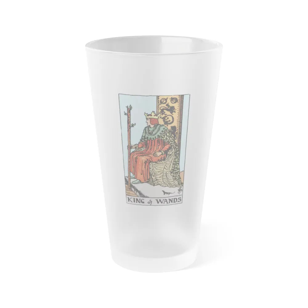 The King of Wands (Tarot Card) Frosted Pint Glass 16oz-Go Mug Yourself