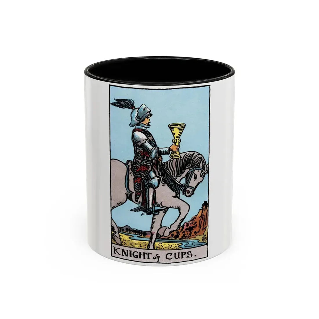 The Knight of Cups (Tarot Card) Accent Coffee Mug 11oz Black - Go Mug Yourself
