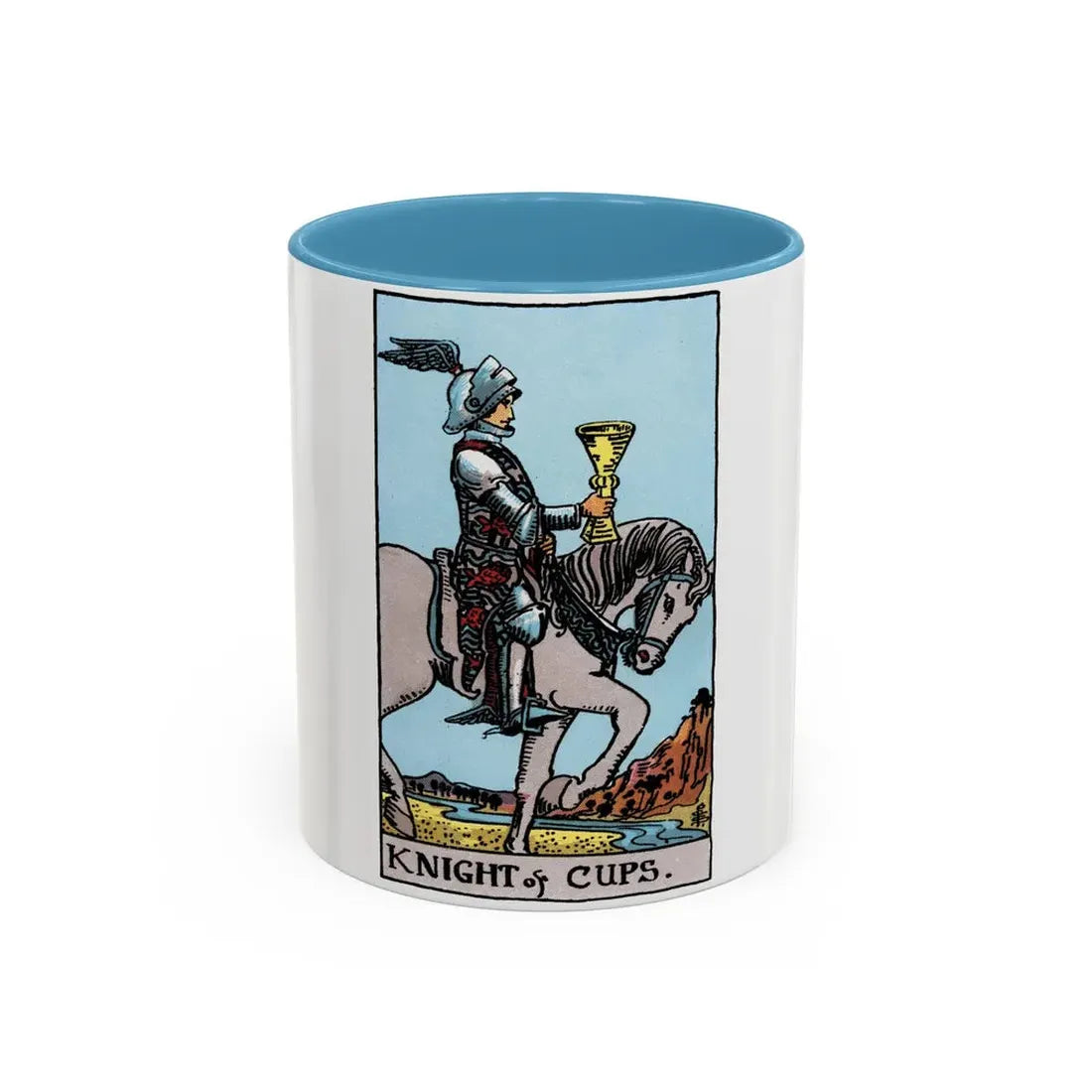 The Knight of Cups (Tarot Card) Accent Coffee Mug 11oz Light Blue - Go Mug Yourself