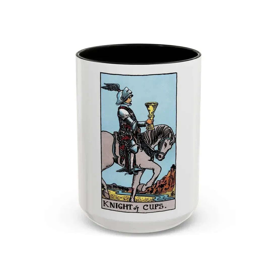 The Knight of Cups (Tarot Card) Accent Coffee Mug 15oz Black - Go Mug Yourself