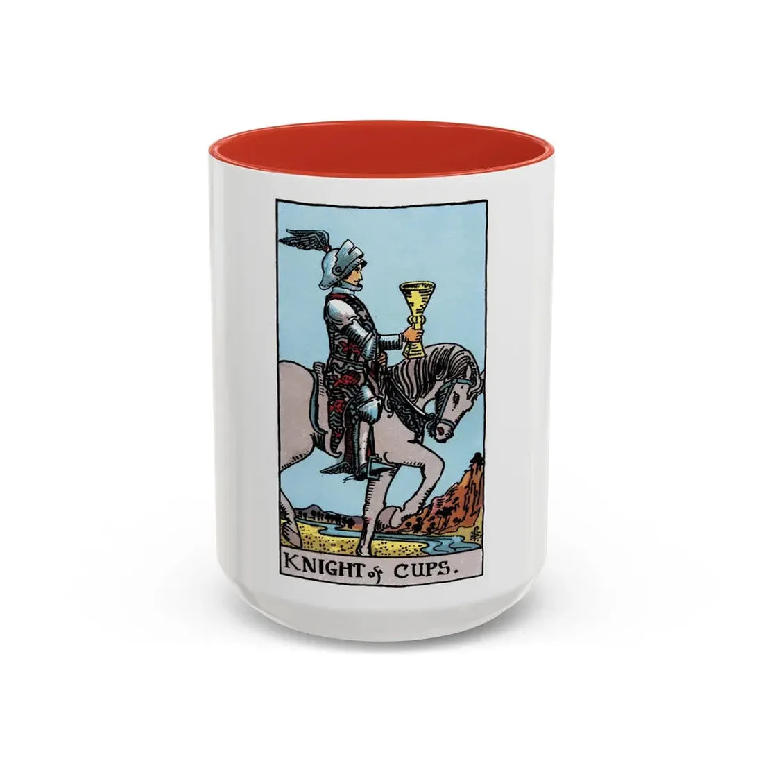 The Knight of Cups (Tarot Card) Accent Coffee Mug 15oz Red - Go Mug Yourself
