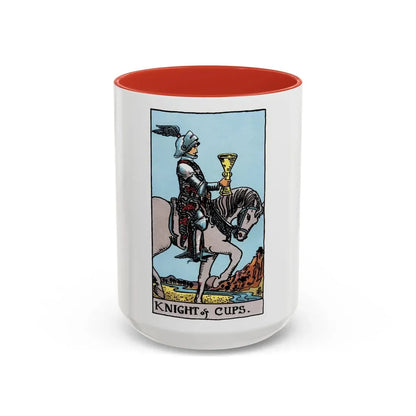 The Knight of Cups (Tarot Card) Accent Coffee Mug 15oz Red - Go Mug Yourself