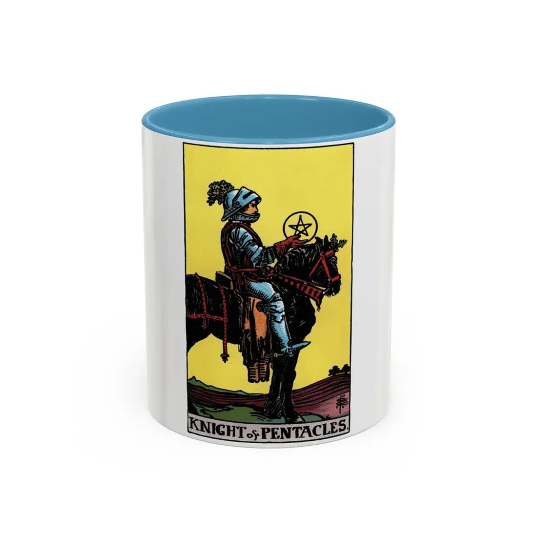 The Knight of Pentacles (Tarot Card) Accent Coffee Mug 11oz Light Blue - Go Mug Yourself