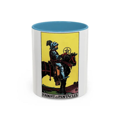 The Knight of Pentacles (Tarot Card) Accent Coffee Mug 11oz Light Blue - Go Mug Yourself
