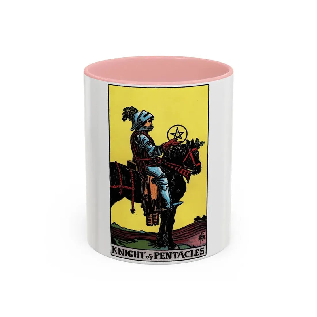 The Knight of Pentacles (Tarot Card) Accent Coffee Mug 11oz Pink - Go Mug Yourself