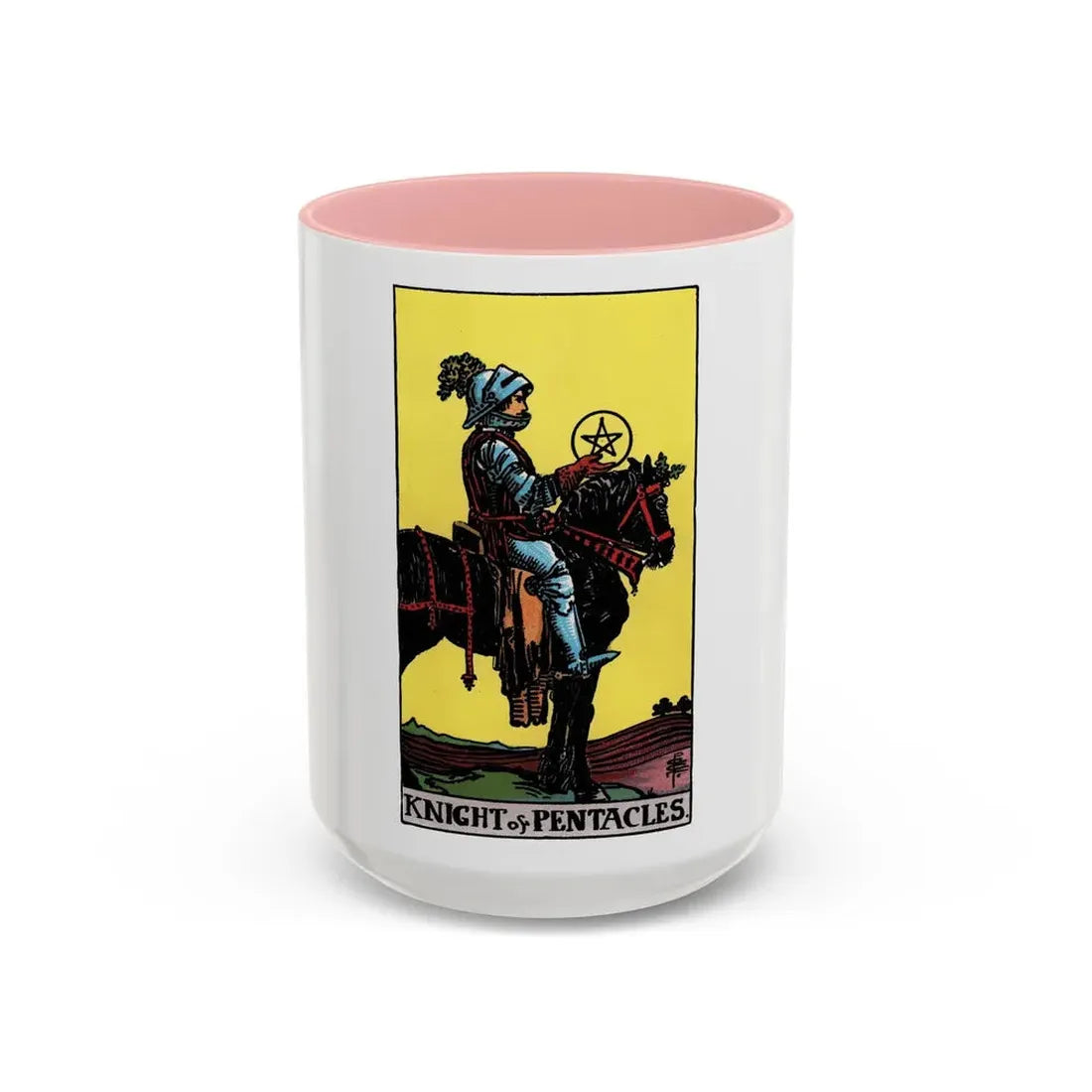 The Knight of Pentacles (Tarot Card) Accent Coffee Mug 15oz Pink - Go Mug Yourself