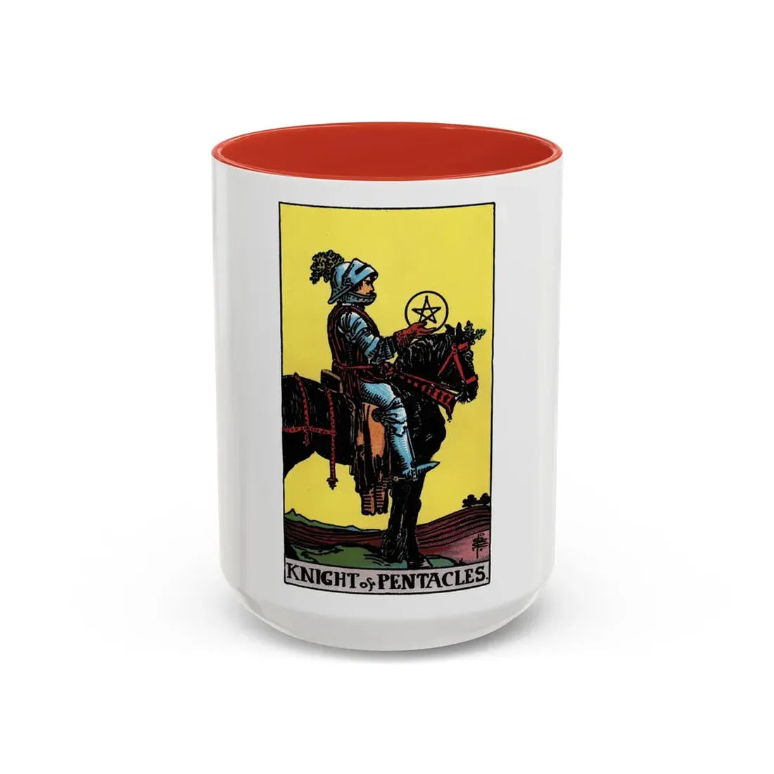 The Knight of Pentacles (Tarot Card) Accent Coffee Mug 15oz Red - Go Mug Yourself