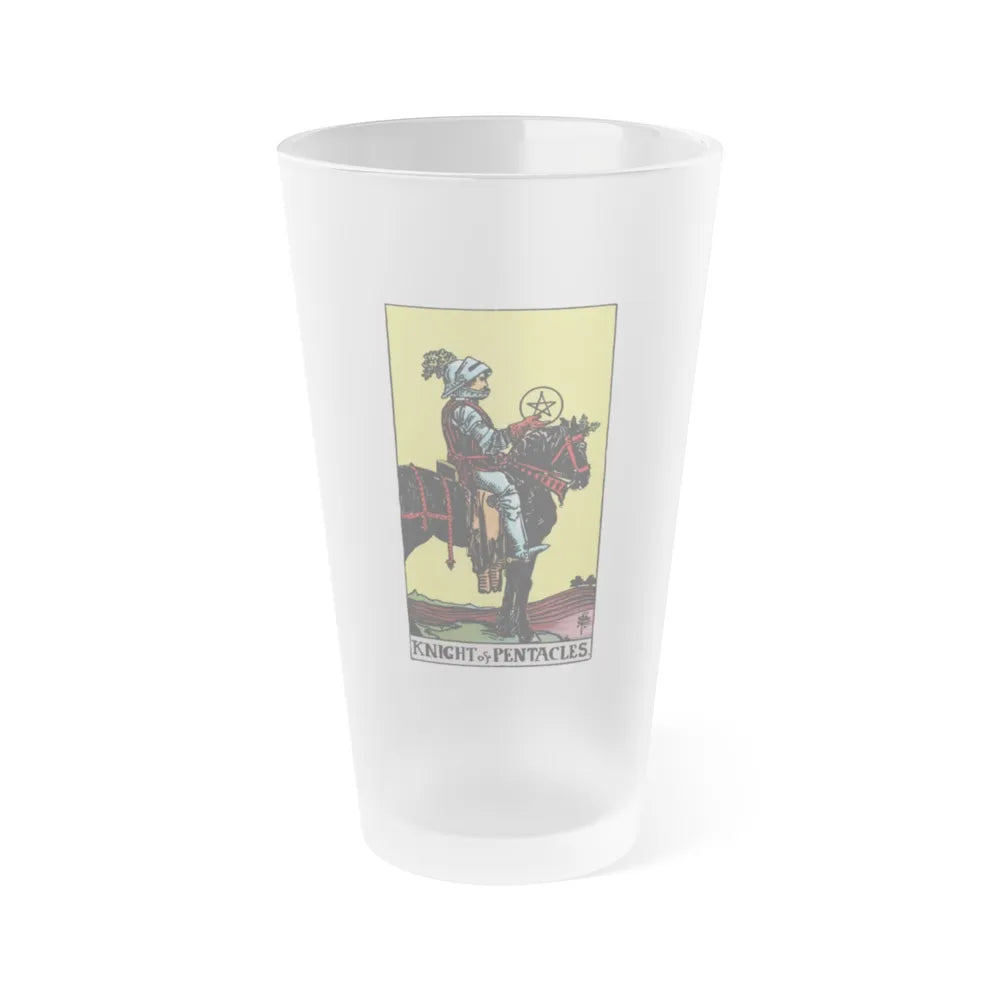 The Knight of Pentacles (Tarot Card) Frosted Pint Glass 16oz-Go Mug Yourself