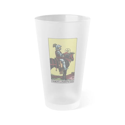 The Knight of Pentacles (Tarot Card) Frosted Pint Glass 16oz-Go Mug Yourself