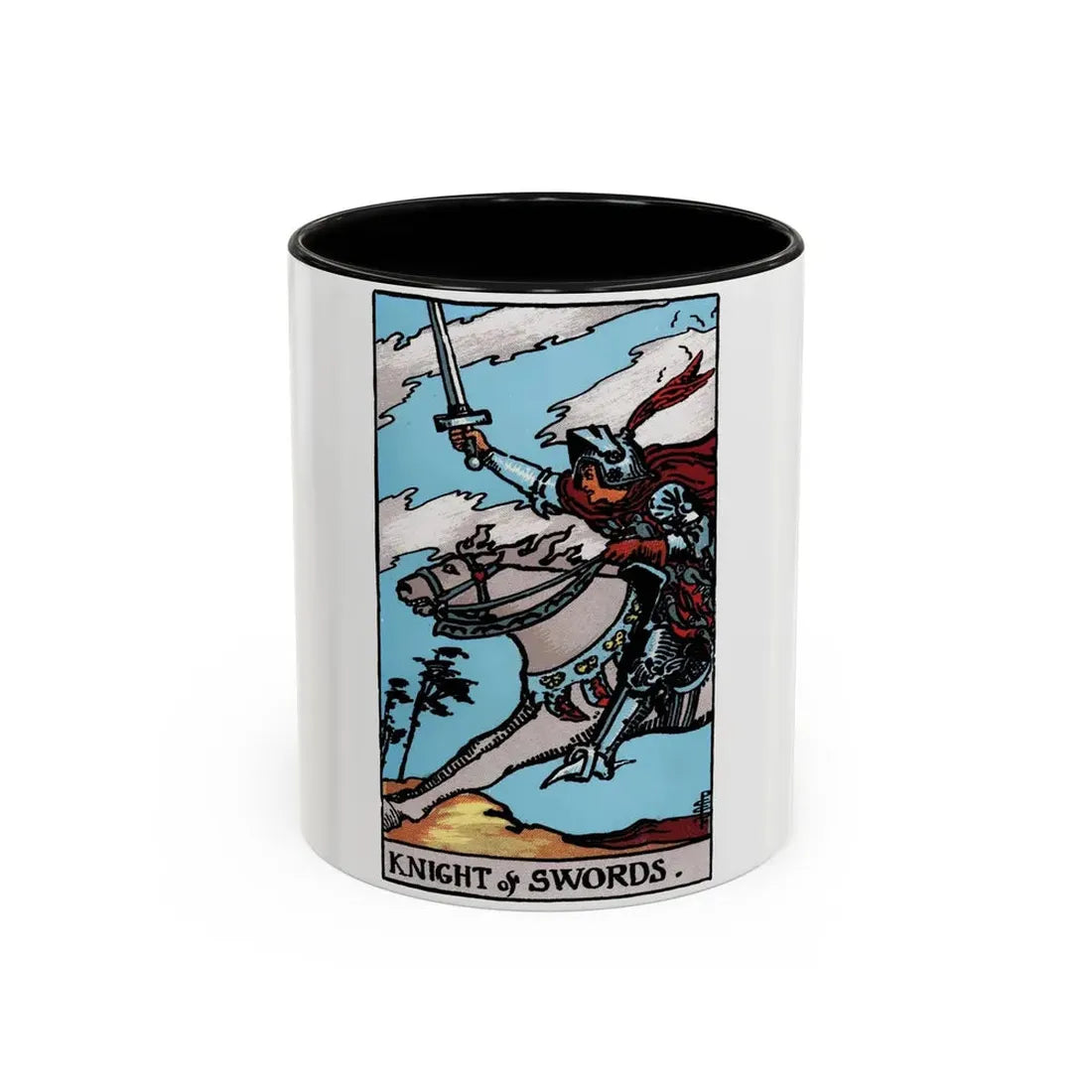 The Knight of Swords (Tarot Card) Accent Coffee Mug 11oz Black - Go Mug Yourself
