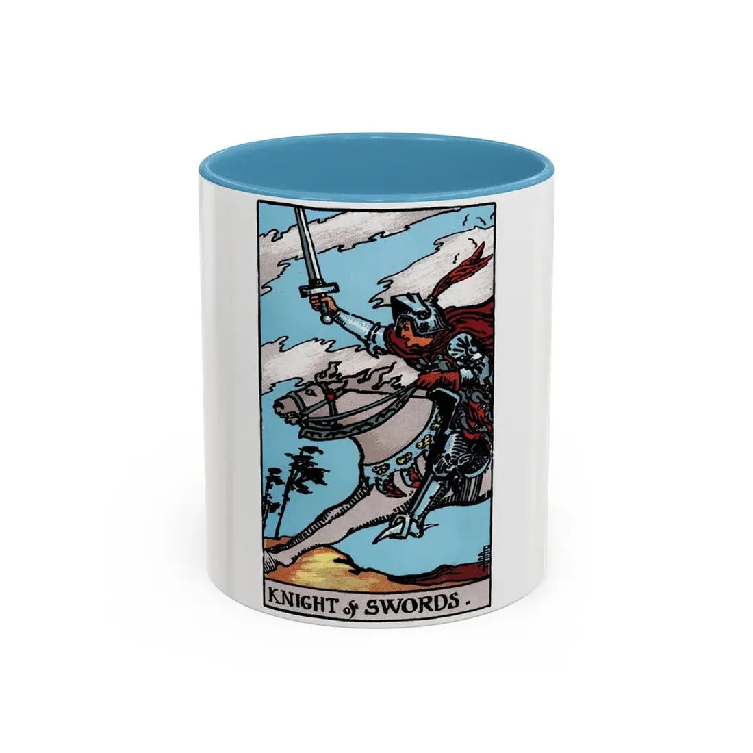 The Knight of Swords (Tarot Card) Accent Coffee Mug 11oz Light Blue - Go Mug Yourself