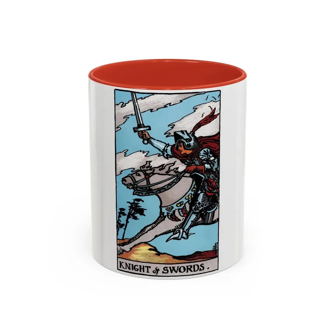 The Knight of Swords (Tarot Card) Accent Coffee Mug 11oz Red - Go Mug Yourself