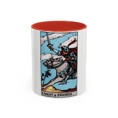 The Knight of Swords (Tarot Card) Accent Coffee Mug 11oz Red - Go Mug Yourself
