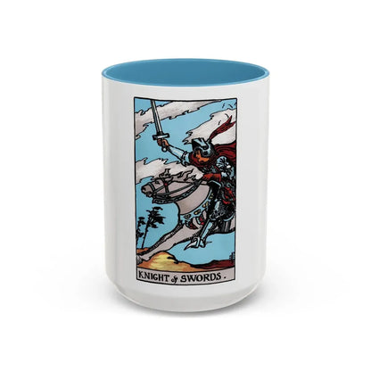 The Knight of Swords (Tarot Card) Accent Coffee Mug 15oz Light Blue - Go Mug Yourself