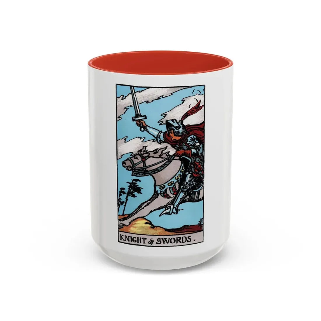 The Knight of Swords (Tarot Card) Accent Coffee Mug 15oz Red - Go Mug Yourself