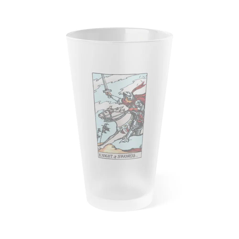 The Knight of Swords (Tarot Card) Frosted Pint Glass 16oz-Go Mug Yourself