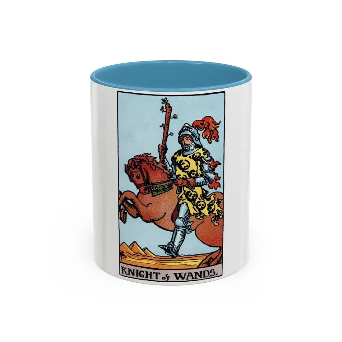 The Knight of Wands (Tarot Card) Accent Coffee Mug 11oz Light Blue - Go Mug Yourself