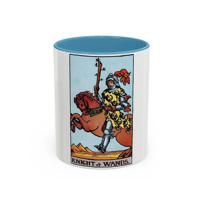 The Knight of Wands (Tarot Card) Accent Coffee Mug 11oz Light Blue - Go Mug Yourself