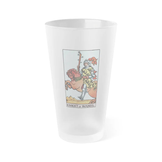 The Knight of Wands (Tarot Card) Frosted Pint Glass 16oz-Go Mug Yourself