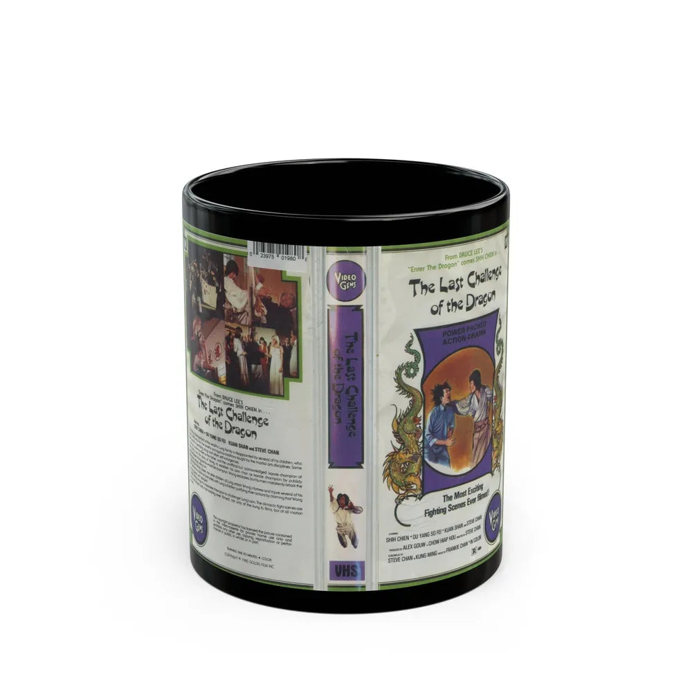 THE LAST CHALLENGE OF THE DRAGON CLAMSHELL (VHS COVER) - Black Coffee Mug-11oz-Go Mug Yourself