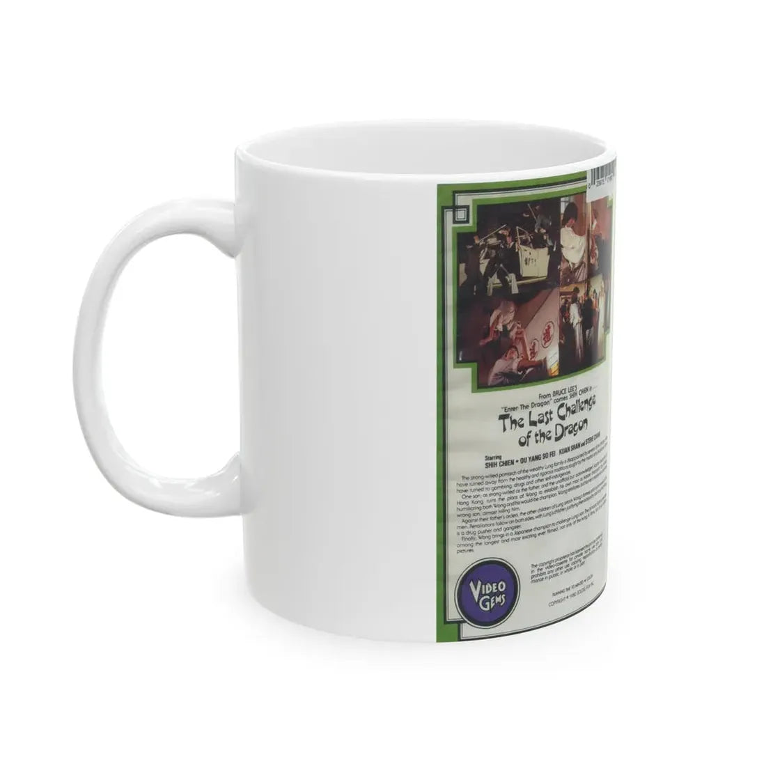 THE LAST CHALLENGE OF THE DRAGON CLAMSHELL (VHS COVER) - White Coffee Mug - Go Mug Yourself