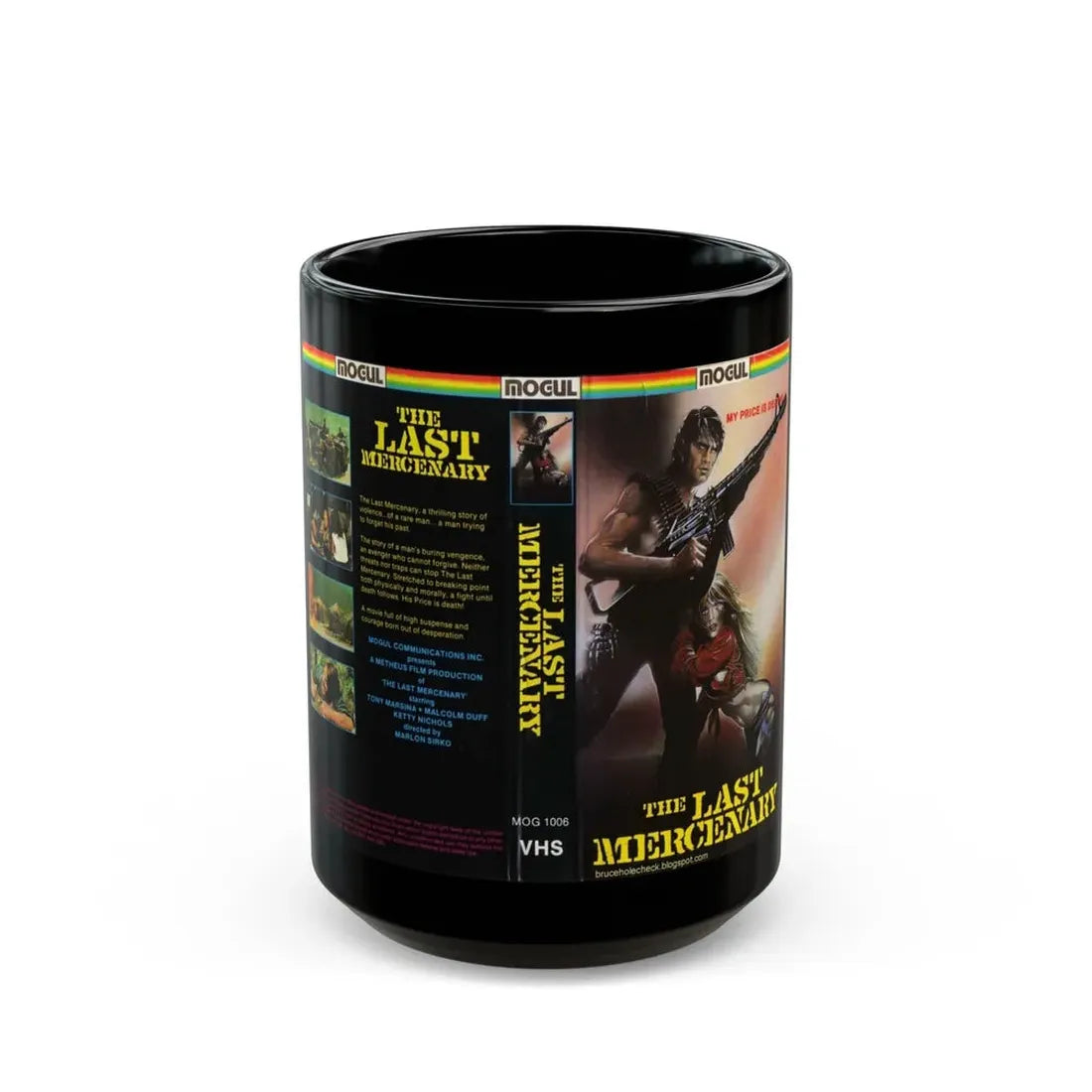 THE LAST MERCENARY MOGUL VIDEO (VHS COVER) - Black Coffee Mug 15oz - Go Mug Yourself