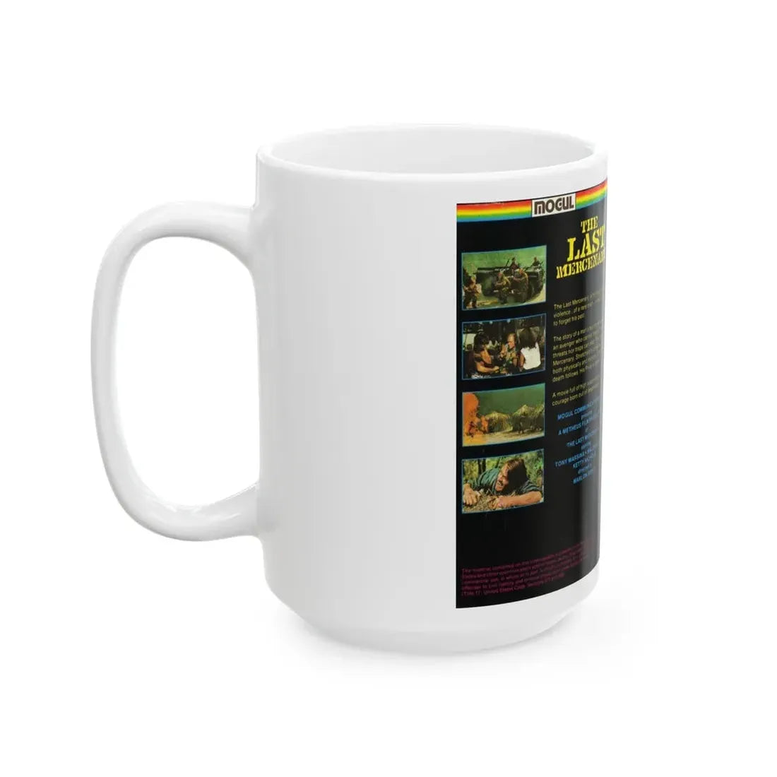 THE LAST MERCENARY MOGUL VIDEO (VHS COVER) - White Coffee Mug - Go Mug Yourself
